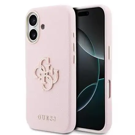 Guess PU Resin Logo kryt iPhone 17 ružový
