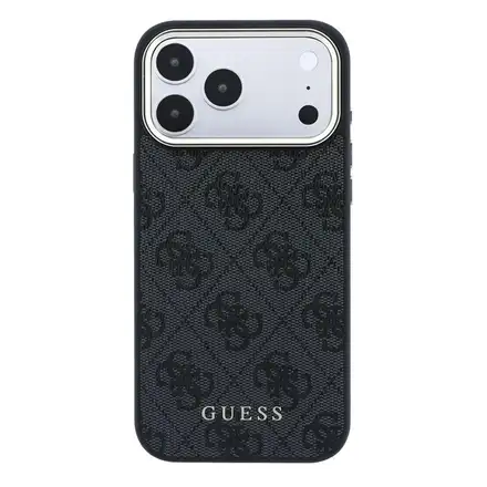 Guess PU Leather 4G Gold Frame MagSafe kryt iPhone 18 Pro čierny