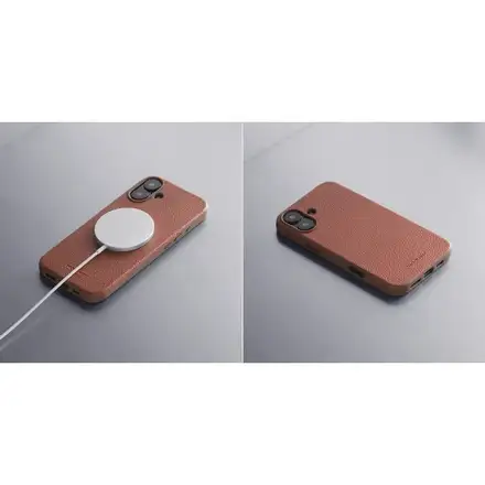 Woolnut Leather Case for iPhone 16 - Cognac