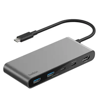 Belkin Connect 7-Port USB-C Hub with Dual USB-C Ports - Space Gray