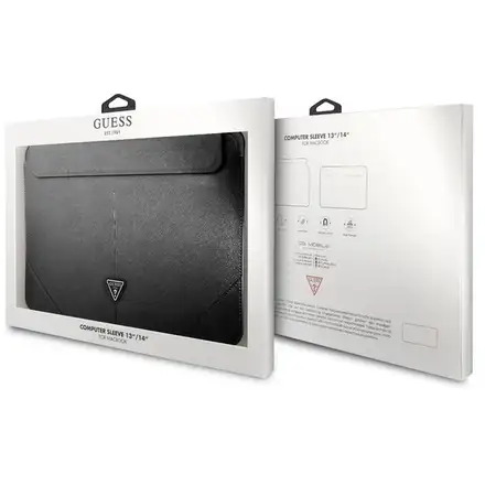 Guess Saffiano Triangle Metal Logo Púzdo na MacBook 13/14" čierne