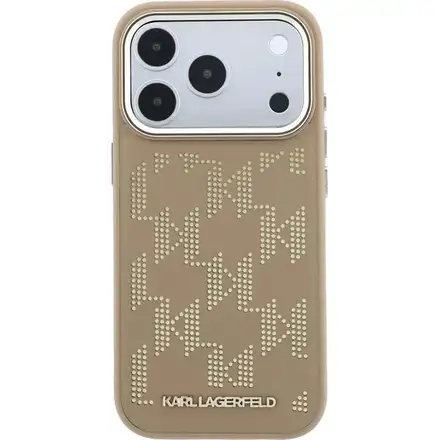Karl Lagerfeld PU Perforated Monogram MagSafe MagSafe kryt iPhone 17 Pro Max hnedý