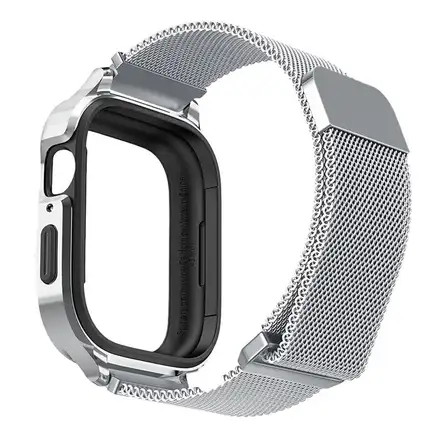 Spigen kryt Metal Fit Pro pre Apple Watch 7/8/9 45mm - Silver