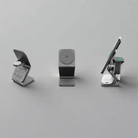 Cubenest 3v1 Qi2.2 bezdrôtová magnetická nabíjačka SQ314  sivá