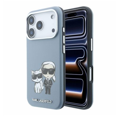 Karl Lagerfeld PU Semi Wrap Smooth Sketch Bodies Magsafe kryt iPhone 18 Pro Max modrý