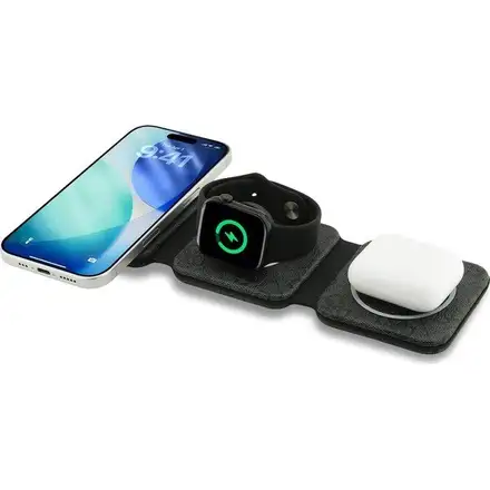 Guess PU 4G MagSafe Bezdrôtová Nabíjačka 3v1 čierna