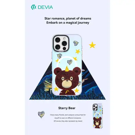 Devia kryt Canvas Series Magnetic Case pre iPhone 16 - Starry Bear