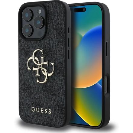 Guess PU 4G Metal Logo kryt iPhone 16 Pro šedý