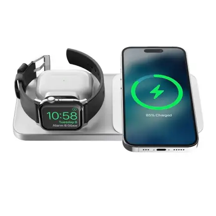 Nomad Base One Max 3-in-1 Magsafe Charger - Silver