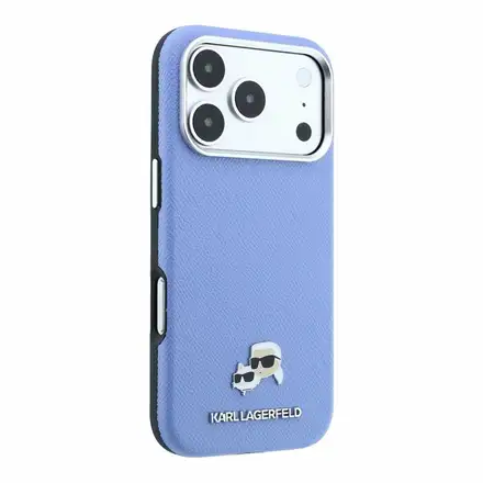 Karl Lagerfeld PU Grained Semi Wrap K&CH Heads Magsafe kryt iPhone 18 Pro Max modrý