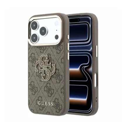 Guess PU Leather 4G Gold Frame MagSafe kryt iPhone 18 Pro čierny