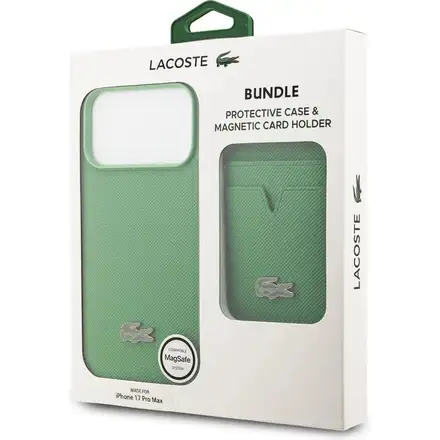 Lacoste Iconic Petit Pique MagSafe kryt + peňaženka iPhone 17 Pro Max zelený