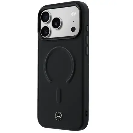 Mercedes PU Leather 3D MagSafe Zadný Kryt pre iPhone 17 Pro Max čierny