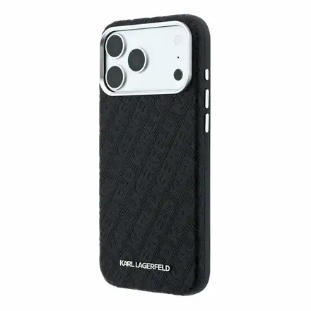 Karl Lagerfeld PU Grained Allover Semi Wrap Magsafe kryt iPhone 18 Pro čierna