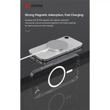 Comma kryt Hard Jacket Magnetic Case pre iPhone 16e/17e - Clear
