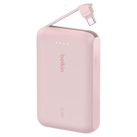 Belkin BoostCharge PowerBank 10K with Integrated USB-C Cable 20W - Pink