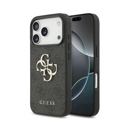 Guess PU 4G Metal Logo kryt iPhone 18 Pro šedá