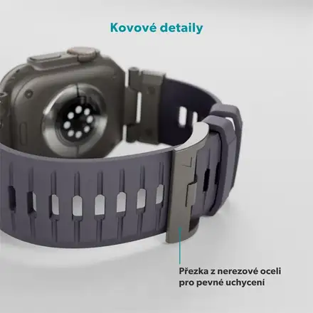 Epico Rubber Pro remienok s nerezovým zapínaním pre Apple Watch 49/46/45/44/42mm - šedá