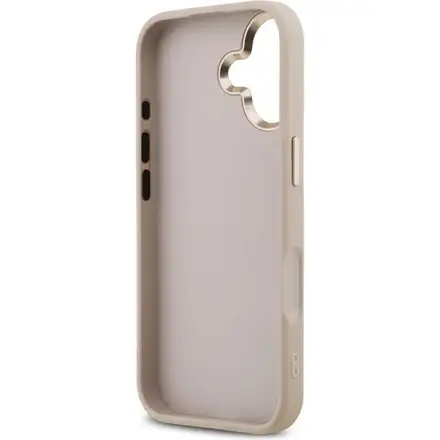 Guess PU Leather 4G Metal Logo Gold Frame kryt iPhone 17 ružový