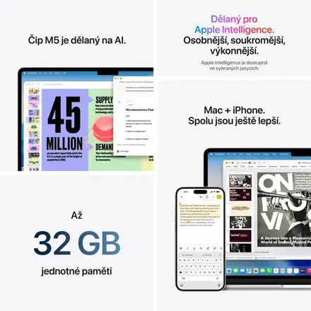 MacBook Air 13" Apple M5 10C CPU 8C GPU 16GB 512GB Strieborný INT English