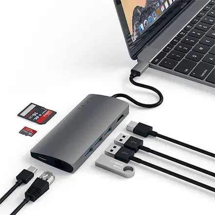 Satechi USB-C Multiport adaptér 4K 8ports V2 - Space Gray Aluminium