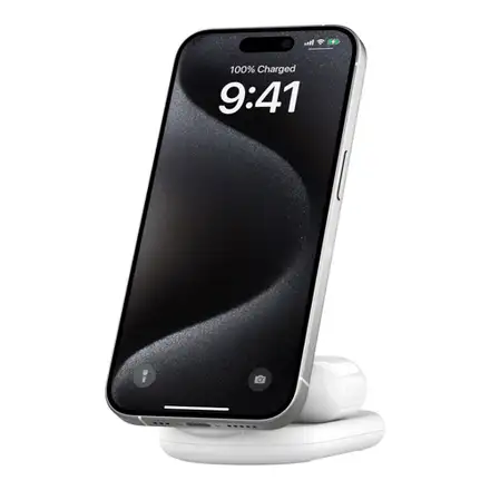 Belkin Boost Charge 2-in-1 Magnetic Foldable Wireless Charger with Qi2 15W + 36W Charger - White