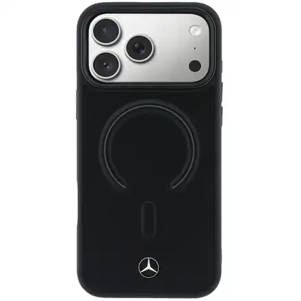 Mercedes PU Leather 3D MagSafe Zadný Kryt pre iPhone 17 Pro čierny