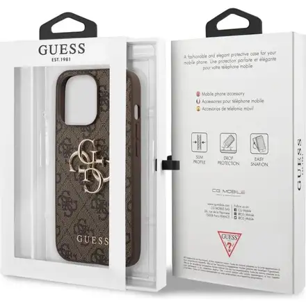 Guess PU 4G Metal Logo kryt iPhone 13 Pro Max hnedý
