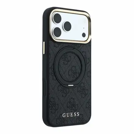 Guess PU 4G Ring Stand MagSafe kryt iPhone 18 Pro čierny