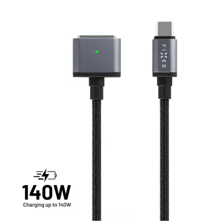 FIXED kábel USB-C/MagSafe 3, 2m, 140W, sivý