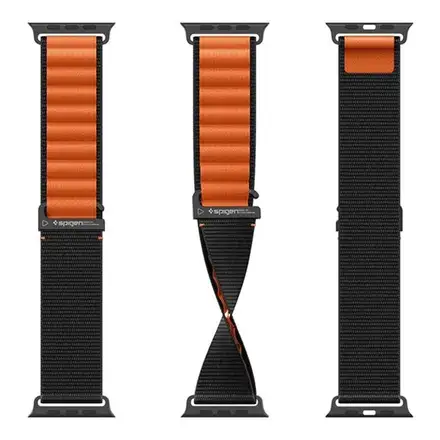 Spigen remienok Fabric Band pre Apple Watch 44-49mm - Black Orange
