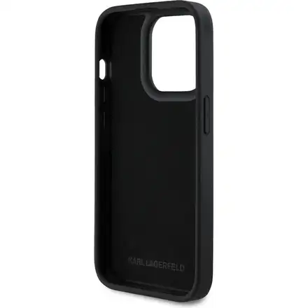 Karl Lagerfeld 3D Rubber Glitter Logo kryt iPhone 13 Pro čierny