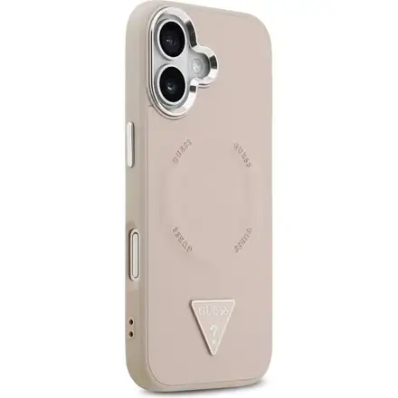 Guess PU Leather Triangle Logo MagSafe kryt iPhone 17 ružový