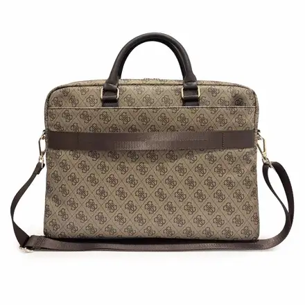 Guess PU 4G Metal Logo Brašna na MacBook 16" hnědá