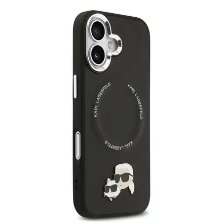 Karl Lagerfeld PU Karl and Choupette Heads Pins MagSafe kryt iPhone 17 čierny