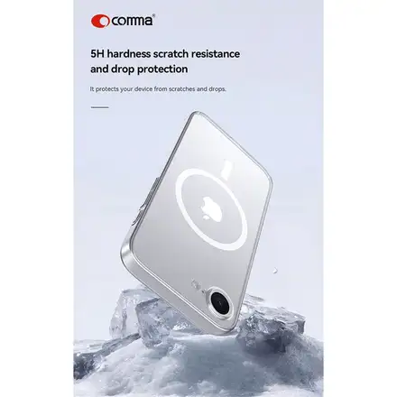 Comma kryt Hard Jacket Magnetic Case pre iPhone 16e/17e - Clear
