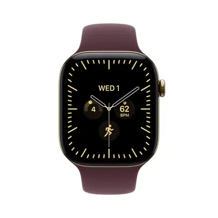 Apple Watch Series 12 GPS + Cellular 42mm Radiant Gold Titanium Case with Burgundy Sport Band - M/L