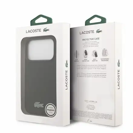 Lacoste PVC Iconic Petit Pique Metal Logo MagSafe kryt iPhone 18 Pro čierny