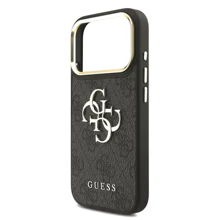 Guess PU Leather 4G Gold Frame MagSafe kryt iPhone 18 Pro čierny