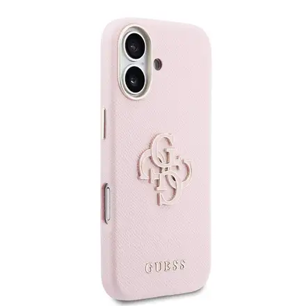 Guess PU Resin Logo kryt iPhone 17 ružový