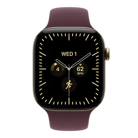 Apple Watch Series 12 GPS + Cellular 46mm Radiant Gold Titanium Case with Burgundy Sport Band - S/M