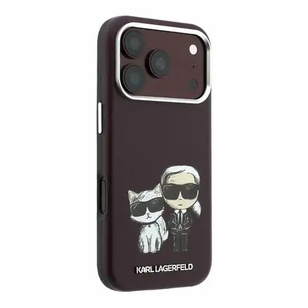 Karl Lagerfeld PU Semi Wrap Smooth Sketch Bodies Magsafe kryt iPhone 18 Pro Max tmavo červená