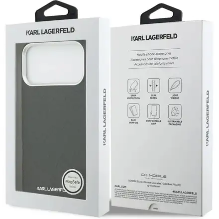 Karl Lagerfeld Grained PU Repeated Logo MagSafe kryt iPhone 17 Pro čierny