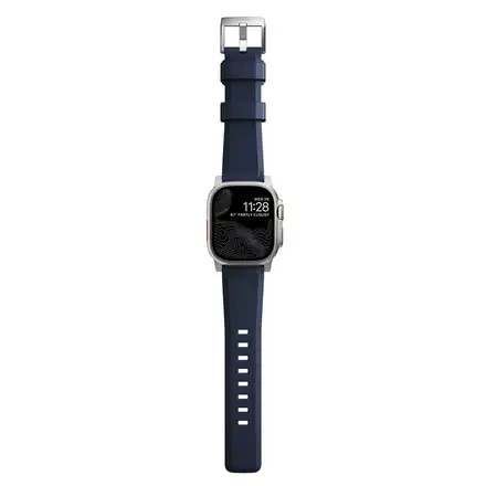 Nomad remienok Rugged Strap pre Apple Watch 44/45/49mm - Atlantic Blue/Silver Hardware