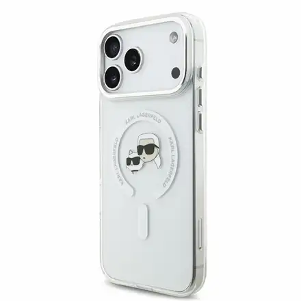 Karl Lagerfeld IML K&CH Heads Metal Frame MagSafe kryt iPhone 18 Pro biely