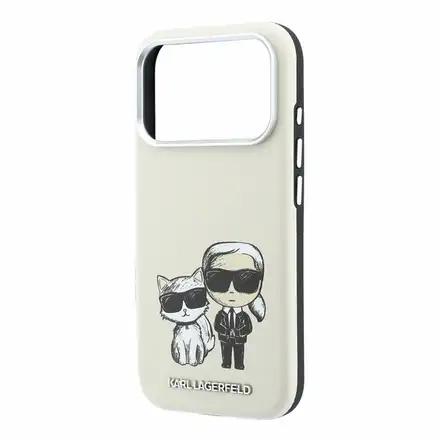 Karl Lagerfeld PU Semi Wrap Smooth Sketch Bodies Magsafe kryt iPhone 18 Pro Max bežový