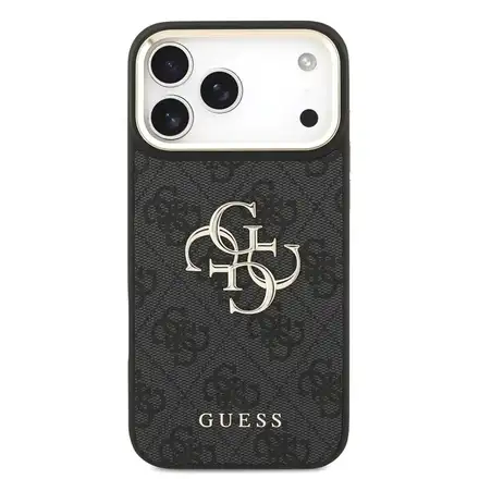 Guess PU Leather 4G Gold Frame MagSafe kryt iPhone 18 Pro čierny
