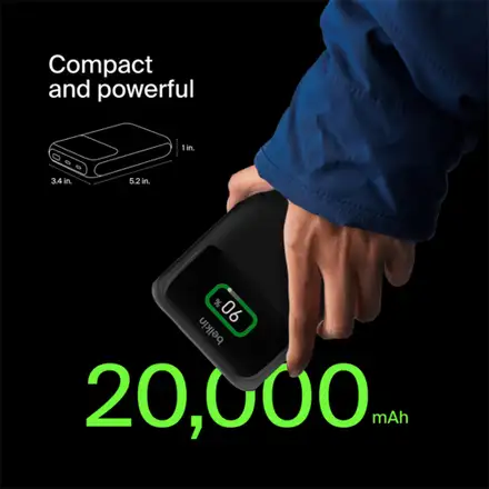 Belkin Boost Charge Pro 3-Port Laptop Power Bank 20K 65W - Black