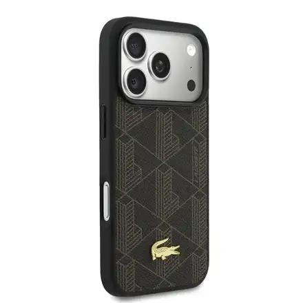 Lacoste Iconic Petit Pique MagSafe kryt + peňaženka iPhone 17 Pro hnedý