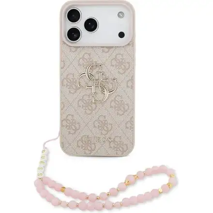Guess PU 4G Metal Logo Strap kryt iPhone 17 Pro ružový